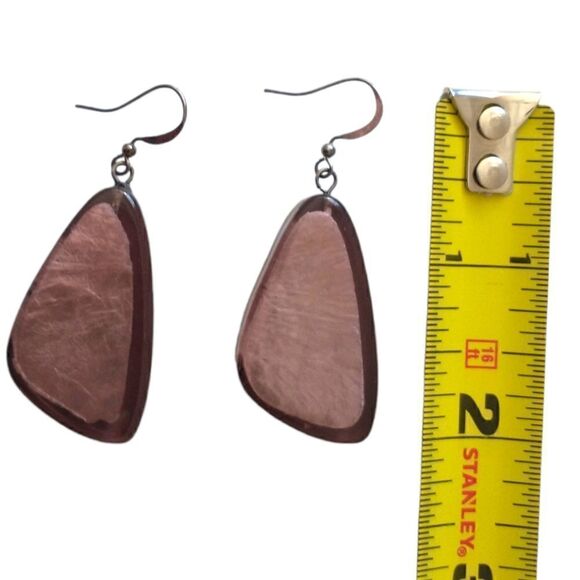 Purple Dangle Earrings Clear Encased Disco Pierced Large Lightweight Acrylic. - Picture 2 of 16